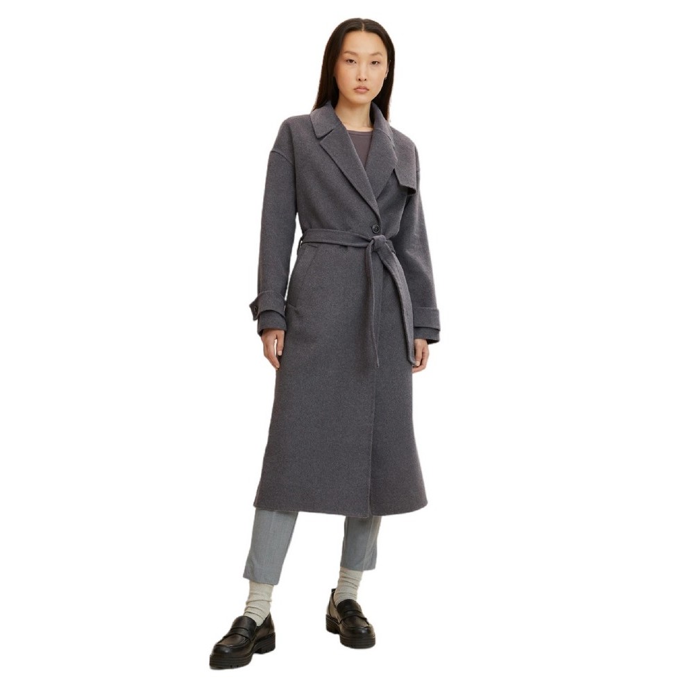 TOM TAILOR BELTED LONG ΠΑΛΤΟ ΓΥΝΑΙΚΕΙΟ DARK GREY