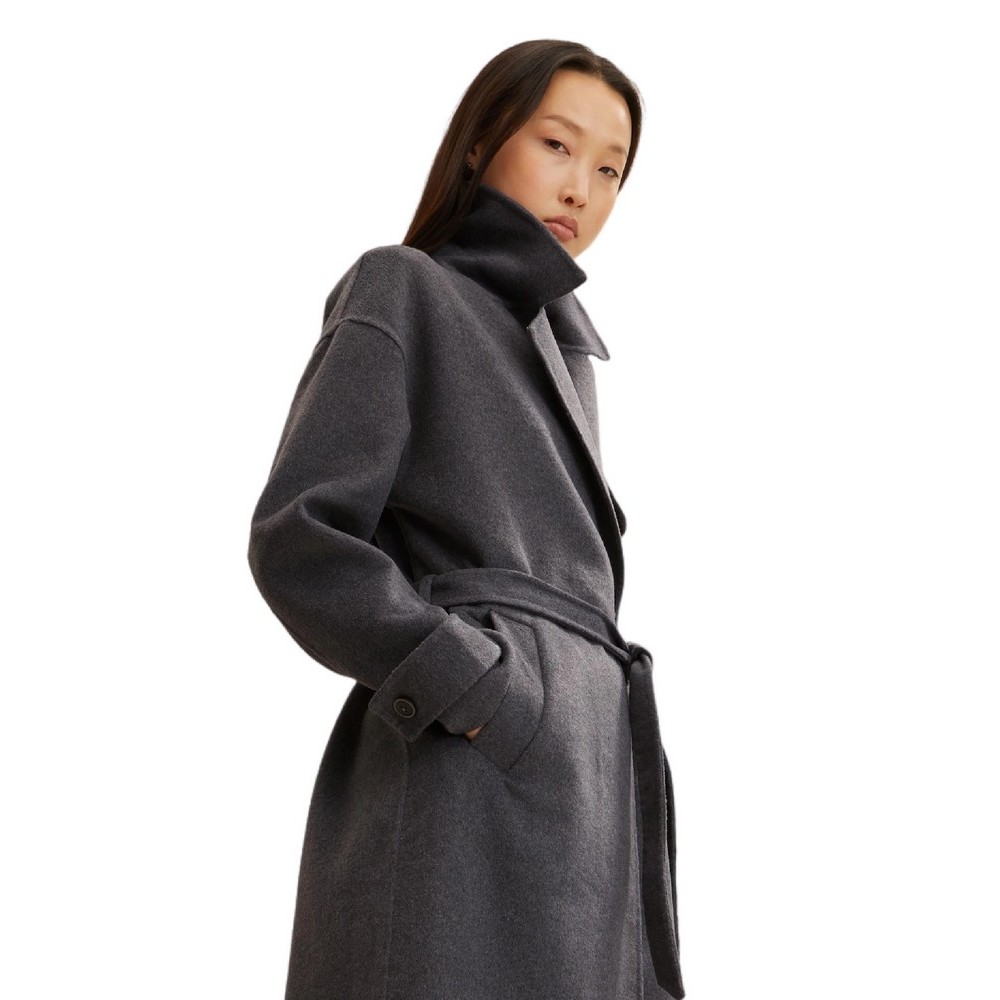 TOM TAILOR BELTED LONG ΠΑΛΤΟ ΓΥΝΑΙΚΕΙΟ DARK GREY