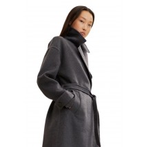 TOM TAILOR BELTED LONG ΠΑΛΤΟ ΓΥΝΑΙΚΕΙΟ DARK GREY