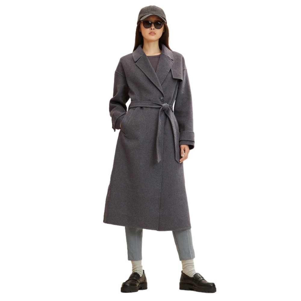 TOM TAILOR BELTED LONG ΠΑΛΤΟ ΓΥΝΑΙΚΕΙΟ DARK GREY