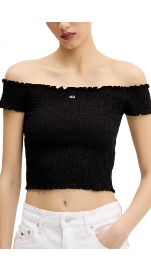 TOMMY JEANS CRP SMOCK TOP ΤΟΠ ΓΥΝΑΙΚΕΙΟ BLACK