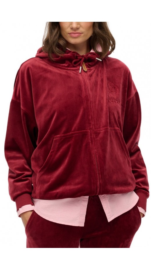 SUPERDRY D1 SDSW COUNTRY CLUB VELOUR ZIPHOOD ΖΑΚΕΤΑ ΦΟΥΤΕΡ ΓΥΝΑΙΚΕΙΑ BORDEAUX