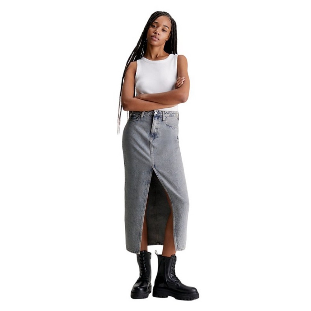 CALVIN KLEIN JEANS FRONT SPLIT MAXI DENIM SKIRT ΦΟΥΣΤΑ ΓΥΝΑΙΚΕΙΑ BLUΕ DENIM