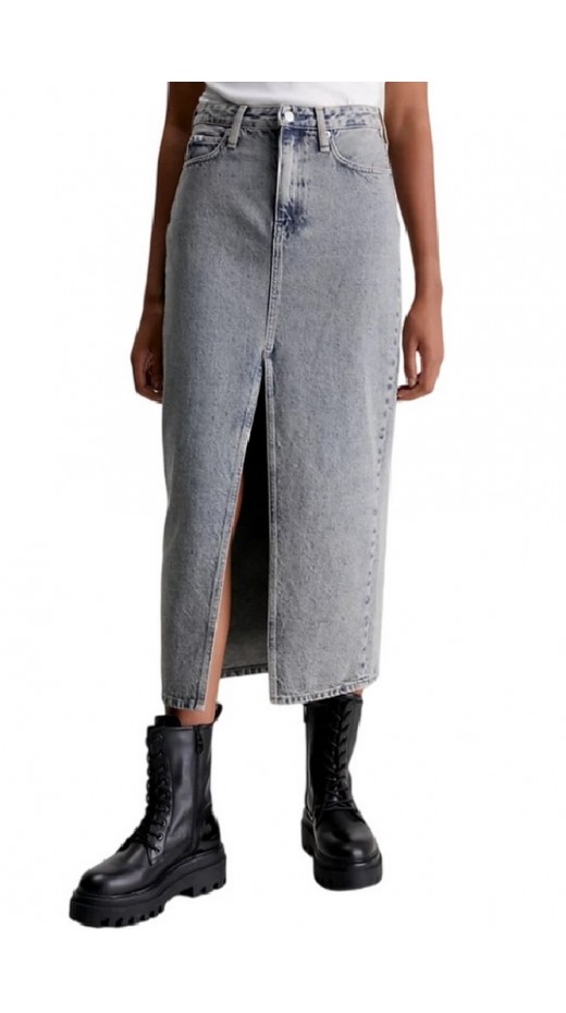 CALVIN KLEIN JEANS FRONT SPLIT MAXI DENIM SKIRT ΦΟΥΣΤΑ ΓΥΝΑΙΚΕΙΑ BLUΕ DENIM