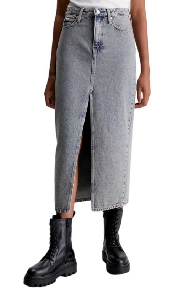 CALVIN KLEIN JEANS FRONT SPLIT MAXI DENIM SKIRT ΦΟΥΣΤΑ ΓΥΝΑΙΚΕΙΑ BLUΕ DENIM