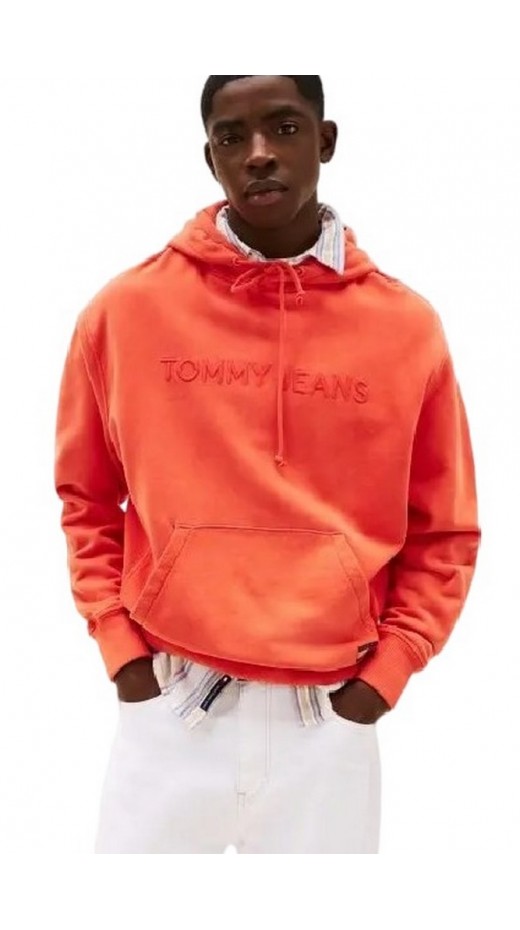 TOMMY JEANS RLX TJ LABEL HOODIE ΜΠΛΟΥΖΑ ΦΟΥΤΕΡ ΑΝΔΡΙΚΗ ORANGE