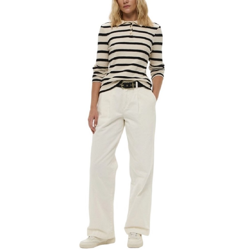 GUESS JEANS WIDE LEG TROUSER ΠΑΝΤΕΛΟΝΙ ΓΥΝΑΙΚΕΙΟ OFF WHITE
