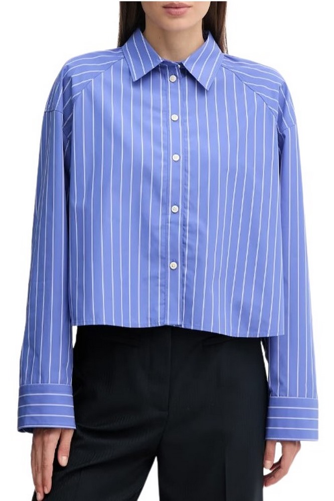 CALVIN KLEIN JEANS YD STRIPE BOXY CROPPED SHIRT ΠΟΥΚΑΜΙΣΟ ΓΥΝΑΙΚΕΙΟ BLUE