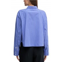 CALVIN KLEIN JEANS YD STRIPE BOXY CROPPED SHIRT ΠΟΥΚΑΜΙΣΟ ΓΥΝΑΙΚΕΙΟ BLUE