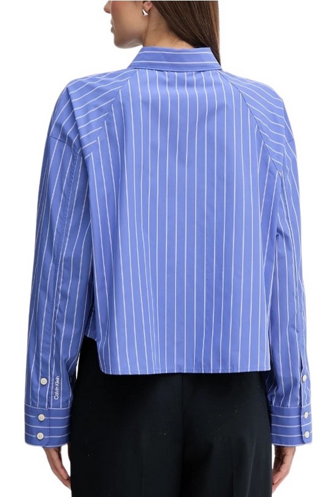 CALVIN KLEIN JEANS YD STRIPE BOXY CROPPED SHIRT ΠΟΥΚΑΜΙΣΟ ΓΥΝΑΙΚΕΙΟ BLUE