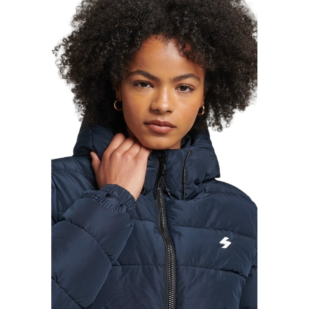 SUPERDRY ΜΠΟΥΦΑΝ HOODED SPIRIT SPORTS PUFFER ΓΥΝΑΙΚΕΙΟ NAVY