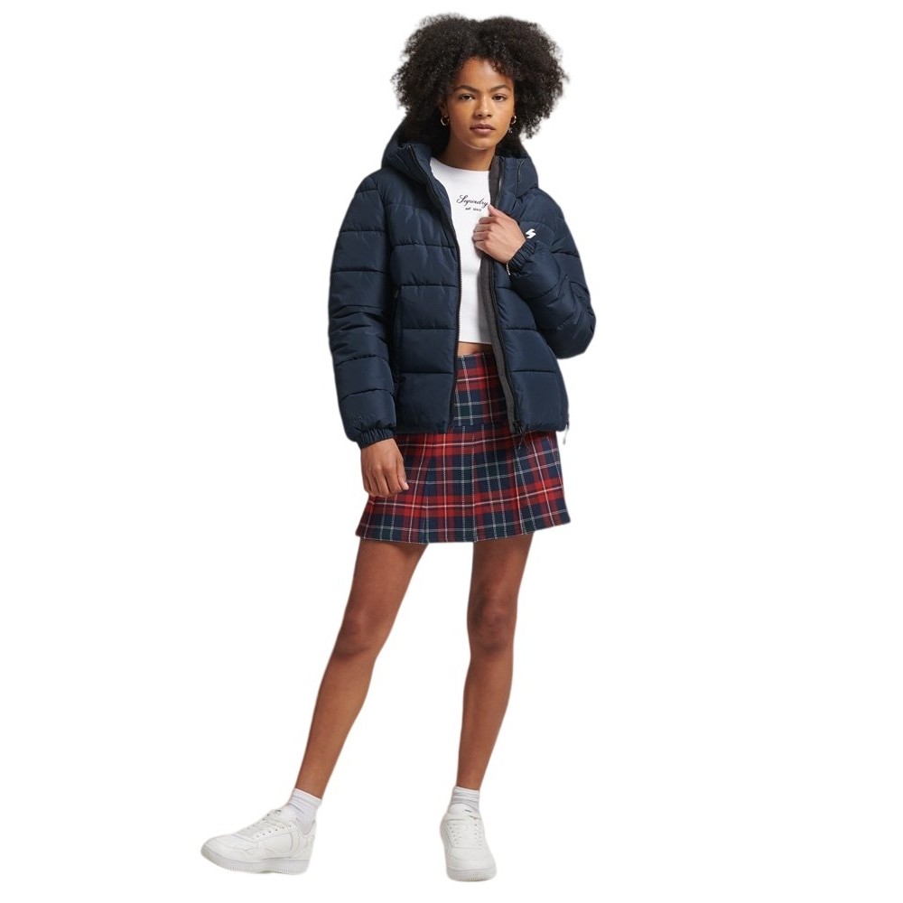 SUPERDRY ΜΠΟΥΦΑΝ HOODED SPIRIT SPORTS PUFFER ΓΥΝΑΙΚΕΙΟ NAVY