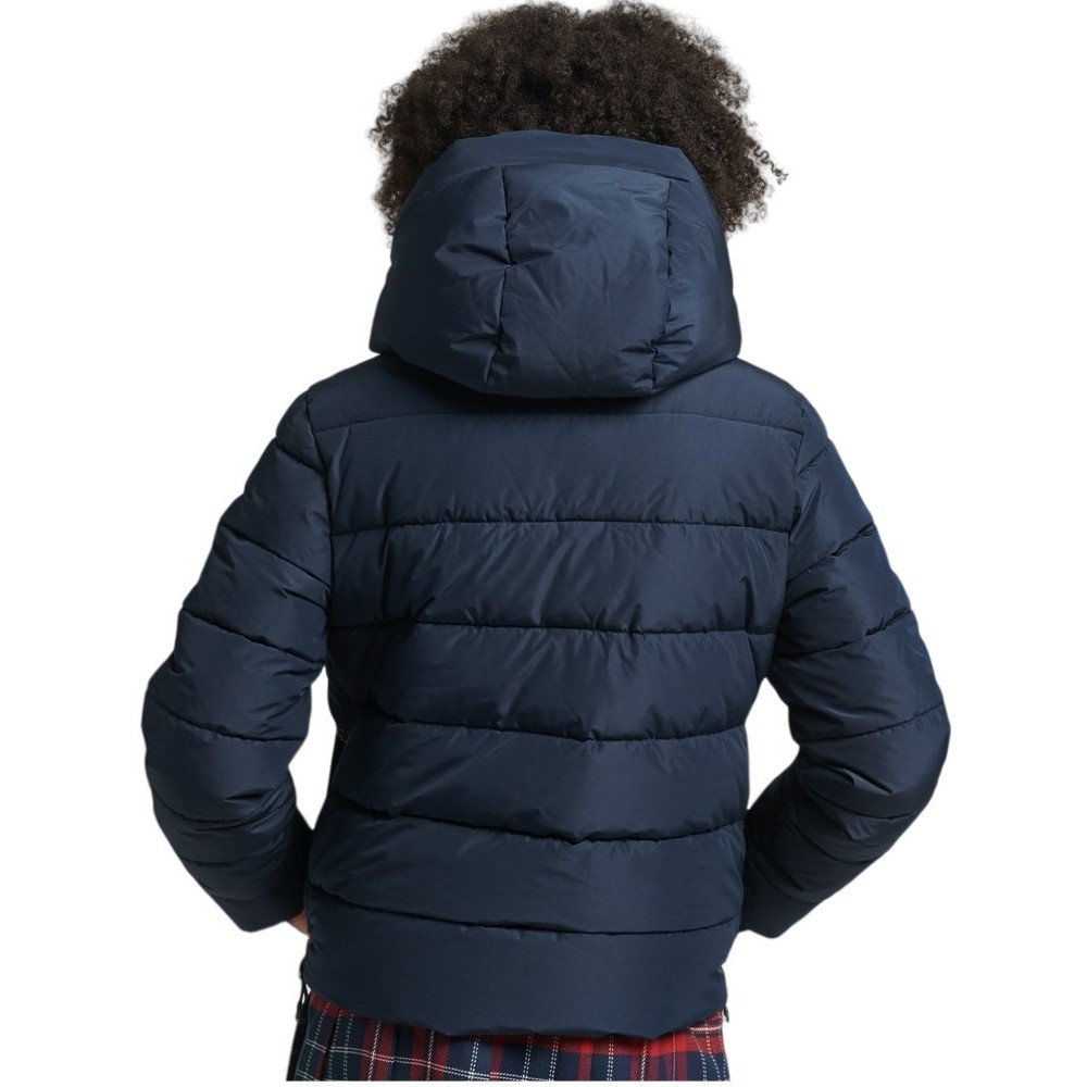 SUPERDRY ΜΠΟΥΦΑΝ HOODED SPIRIT SPORTS PUFFER ΓΥΝΑΙΚΕΙΟ NAVY