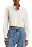 TOMMY JEANS  REG CROP STRIPE POPLIN ΠΟΥΚΑΜΙΣΟ ΓΥΝΑΙΚΕΙΟ WHITE