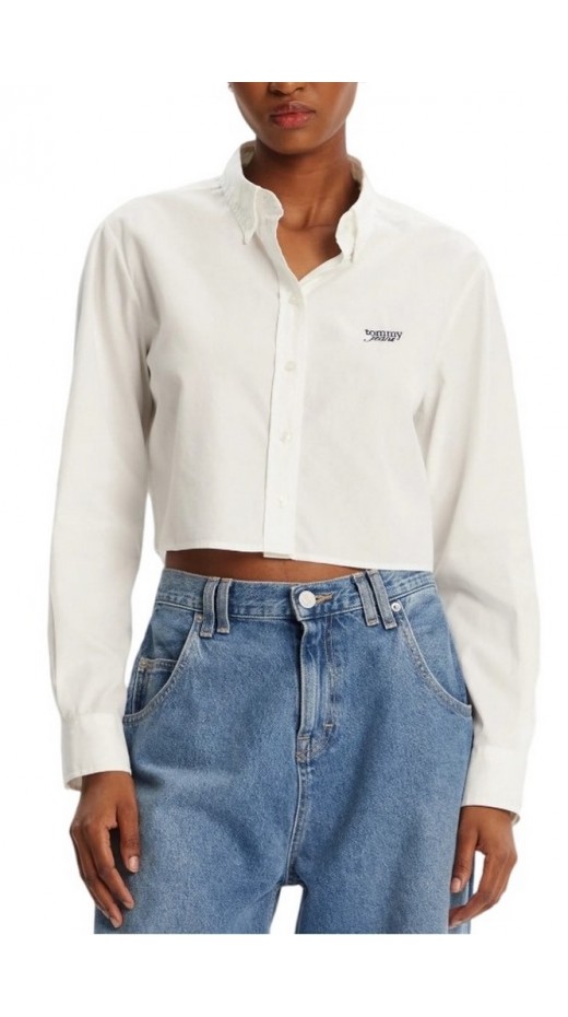 TOMMY JEANS  REG CROP STRIPE POPLIN ΠΟΥΚΑΜΙΣΟ ΓΥΝΑΙΚΕΙΟ WHITE