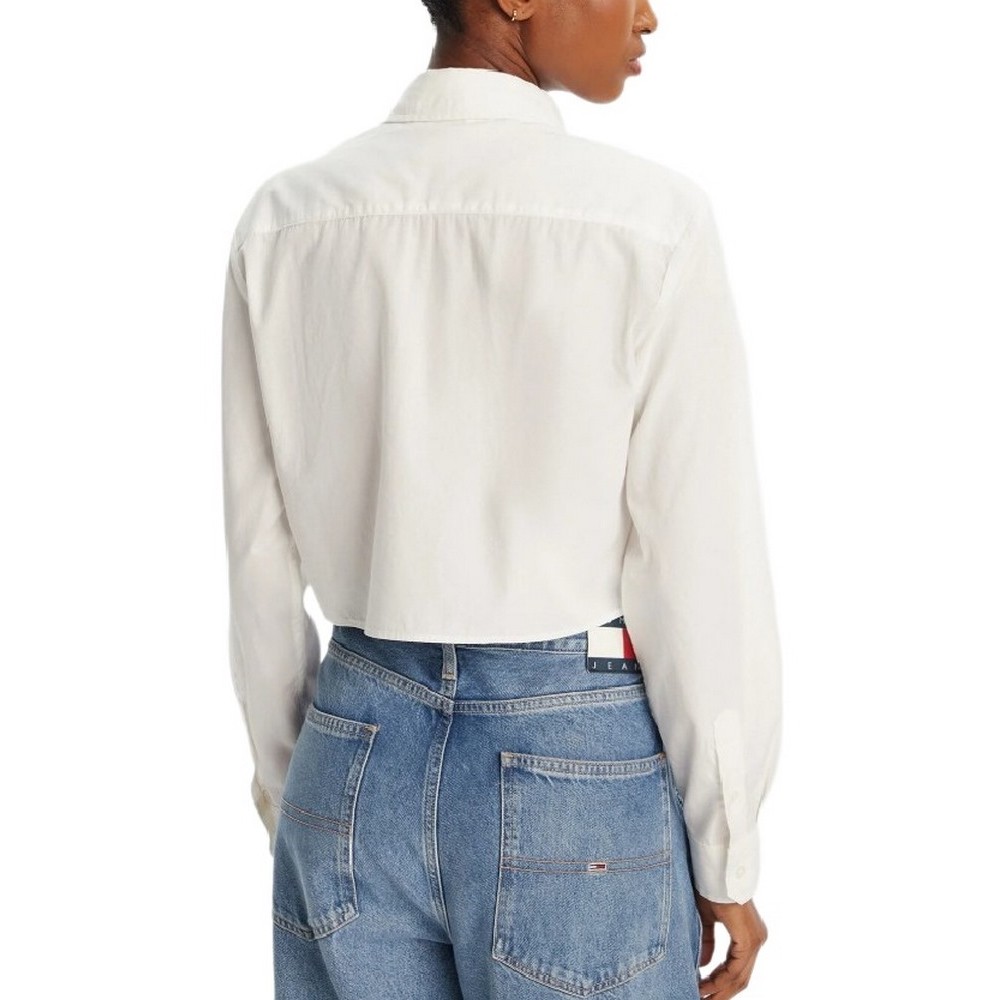 TOMMY JEANS  REG CROP STRIPE POPLIN ΠΟΥΚΑΜΙΣΟ ΓΥΝΑΙΚΕΙΟ WHITE