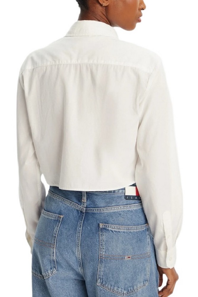 TOMMY JEANS  REG CROP STRIPE POPLIN ΠΟΥΚΑΜΙΣΟ ΓΥΝΑΙΚΕΙΟ WHITE
