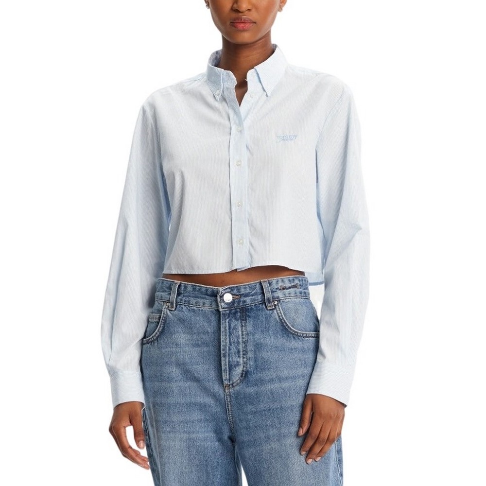 TOMMY JEANS  REG CROP STRIPE POPLIN ΠΟΥΚΑΜΙΣΟ ΓΥΝΑΙΚΕΙΟ BLUE