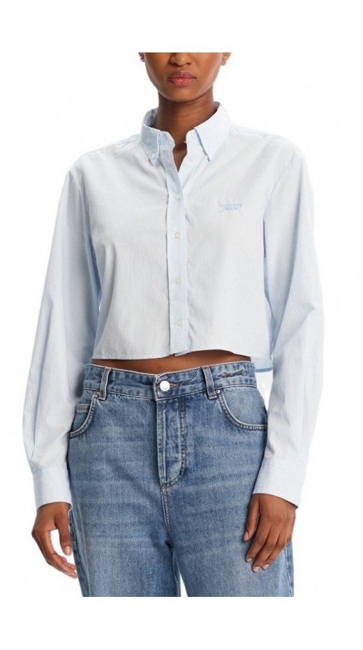 TOMMY JEANS  REG CROP STRIPE POPLIN ΠΟΥΚΑΜΙΣΟ ΓΥΝΑΙΚΕΙΟ BLUE