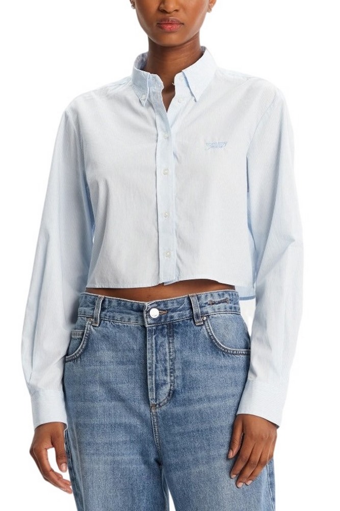 TOMMY JEANS  REG CROP STRIPE POPLIN ΠΟΥΚΑΜΙΣΟ ΓΥΝΑΙΚΕΙΟ BLUE