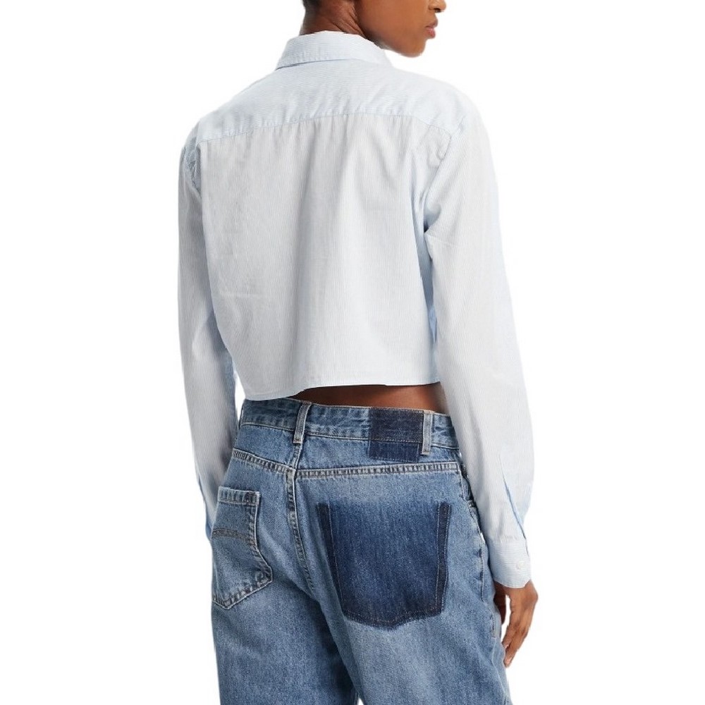 TOMMY JEANS  REG CROP STRIPE POPLIN ΠΟΥΚΑΜΙΣΟ ΓΥΝΑΙΚΕΙΟ BLUE
