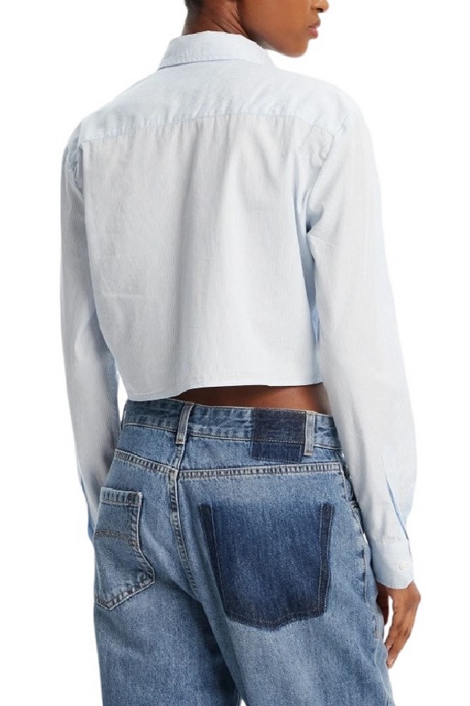 TOMMY JEANS  REG CROP STRIPE POPLIN ΠΟΥΚΑΜΙΣΟ ΓΥΝΑΙΚΕΙΟ BLUE