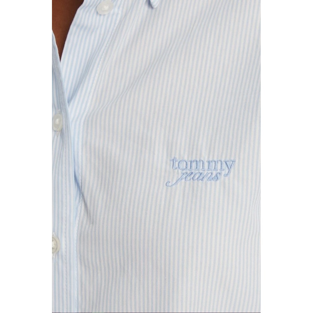 TOMMY JEANS  REG CROP STRIPE POPLIN ΠΟΥΚΑΜΙΣΟ ΓΥΝΑΙΚΕΙΟ BLUE