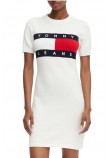 TOMMY JEANS FLAG SWEATER DRESS ΦΟΡΕΜΑ ΓΥΝΑΙΚΕΙΟ OFF WHITE