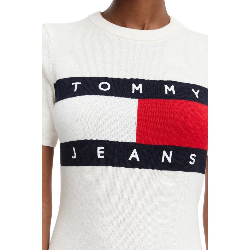 TOMMY JEANS FLAG SWEATER DRESS ΦΟΡΕΜΑ ΓΥΝΑΙΚΕΙΟ OFF WHITE
