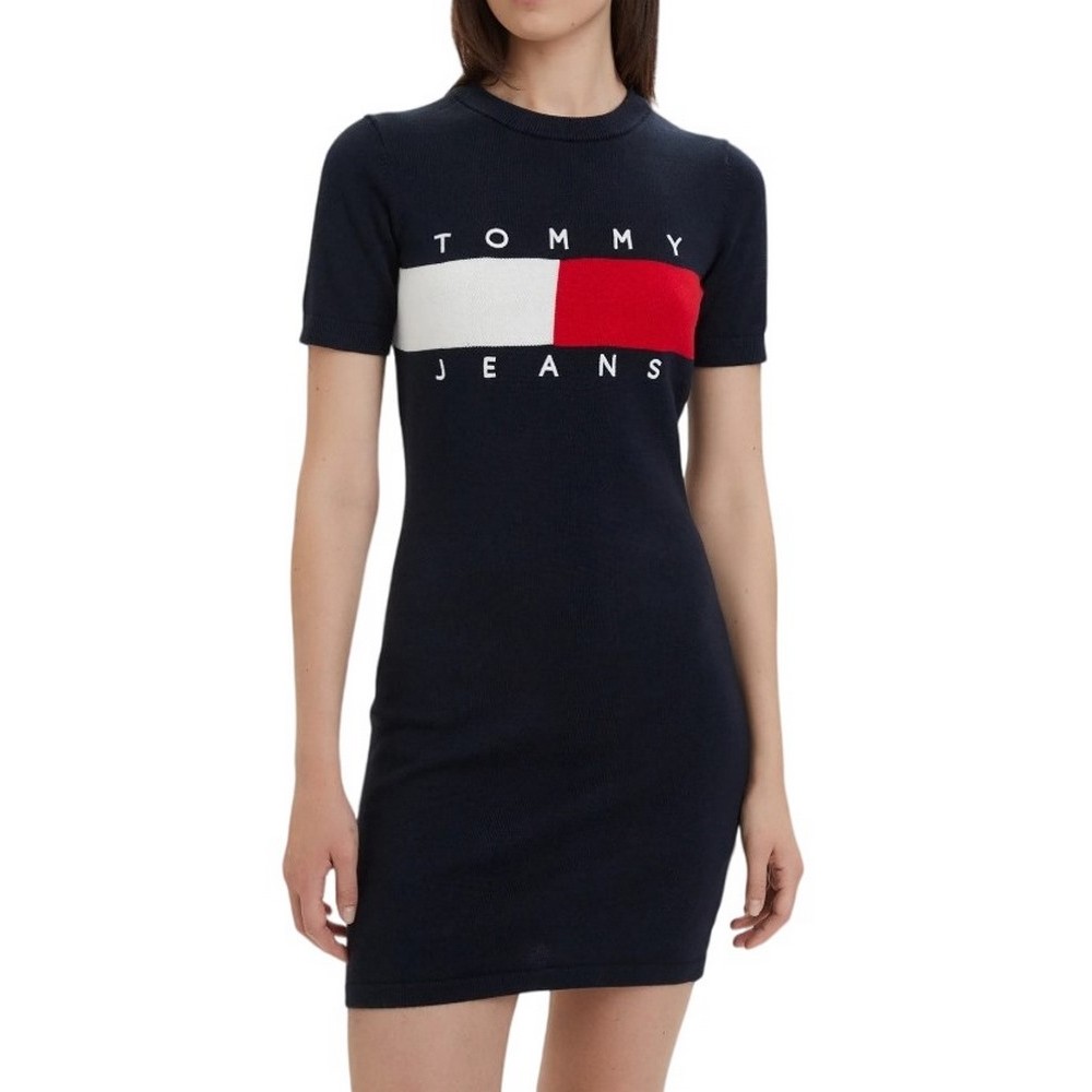 TOMMY JEANS FLAG SWEATER DRESS ΦΟΡΕΜΑ ΓΥΝΑΙΚΕΙΟ NAVY