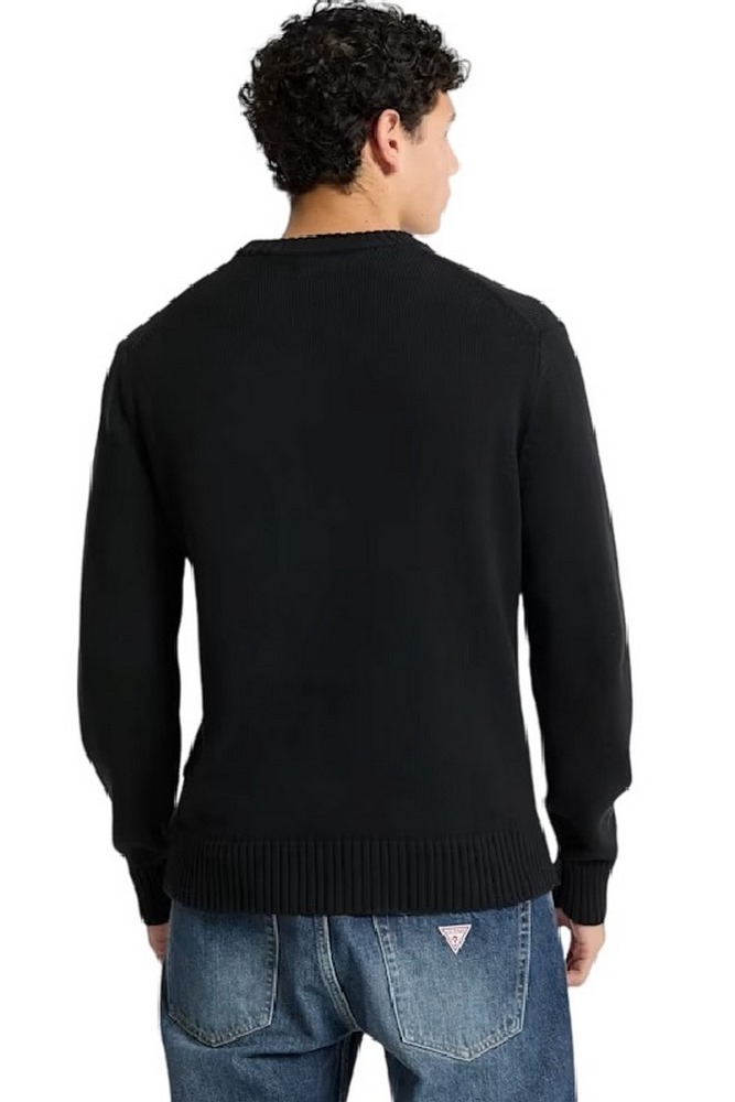 GUESS JEANS LS CN GUESS J EMB SWTR ΜΠΛΟΥΖΑ ΠΛΕΚΤΗ ΑΝΔΡΙΚΗ BLACK