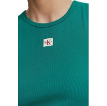 CALVIN KLEIN JEANS SL WOVEN LABEL 2X2 BABY RIB CUTO ΤΟΠ ΓΥΝΑΙΚΕΙΟ GREEN