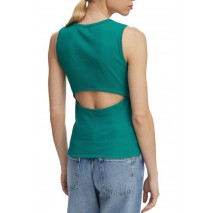 CALVIN KLEIN JEANS SL WOVEN LABEL 2X2 BABY RIB CUTO ΤΟΠ ΓΥΝΑΙΚΕΙΟ GREEN