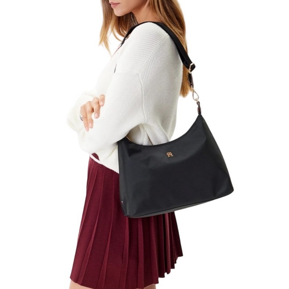 TOMMY HILFIGER POPETTE SHOULDER BAG ΤΣΑΝΤΑ ΓΥΝΑΙΚΕΙΑ BLACK