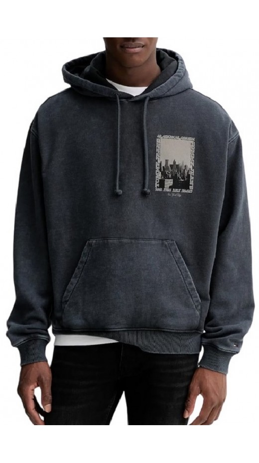 TOMMY JEANS 90S WSHD PHOTO CITY HOOD ΦΟΥΤΕΡ ΜΠΛΟΥΖΑ ΑΝΔΡΙΚΗ BLACK