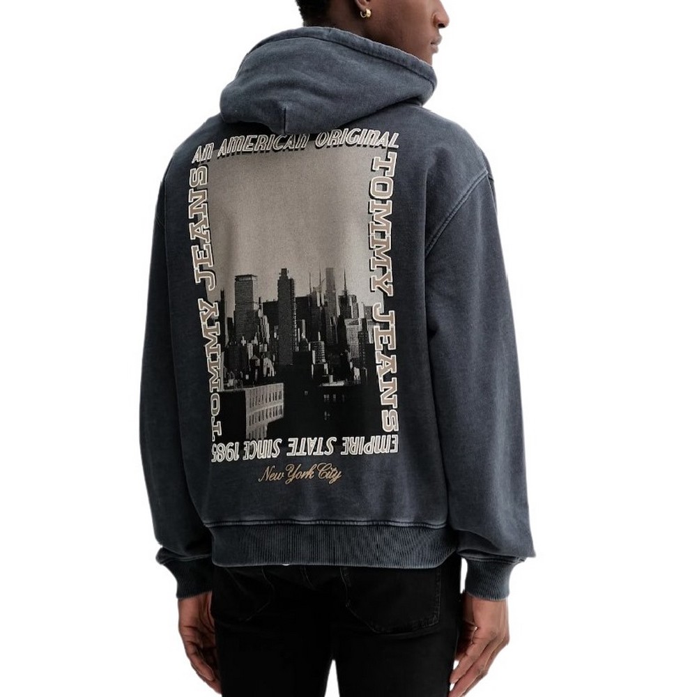 TOMMY JEANS 90S WSHD PHOTO CITY HOOD ΦΟΥΤΕΡ ΜΠΛΟΥΖΑ ΑΝΔΡΙΚΗ BLACK