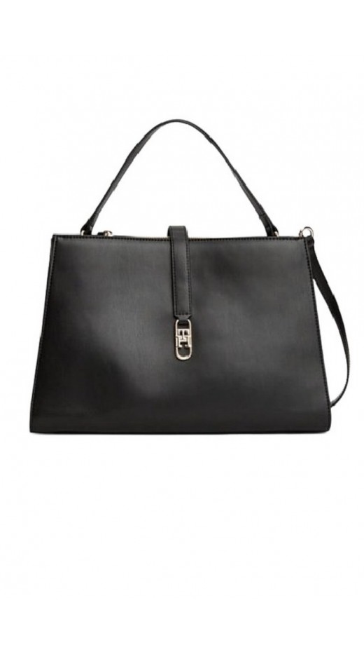 TOMMY HILFIGER LIBRE MED SATCHEL ΤΣΑΝΤΑ ΓΥΝΑΙΚΕΙΑ BLACK