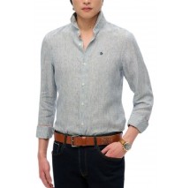 SUPERDRY D2 STUD VACATION LINEN SHIRT ΠΟΥΚΑΜΙΣΟ ΑΝΔΡΙΚΟ WHITE/BLUE