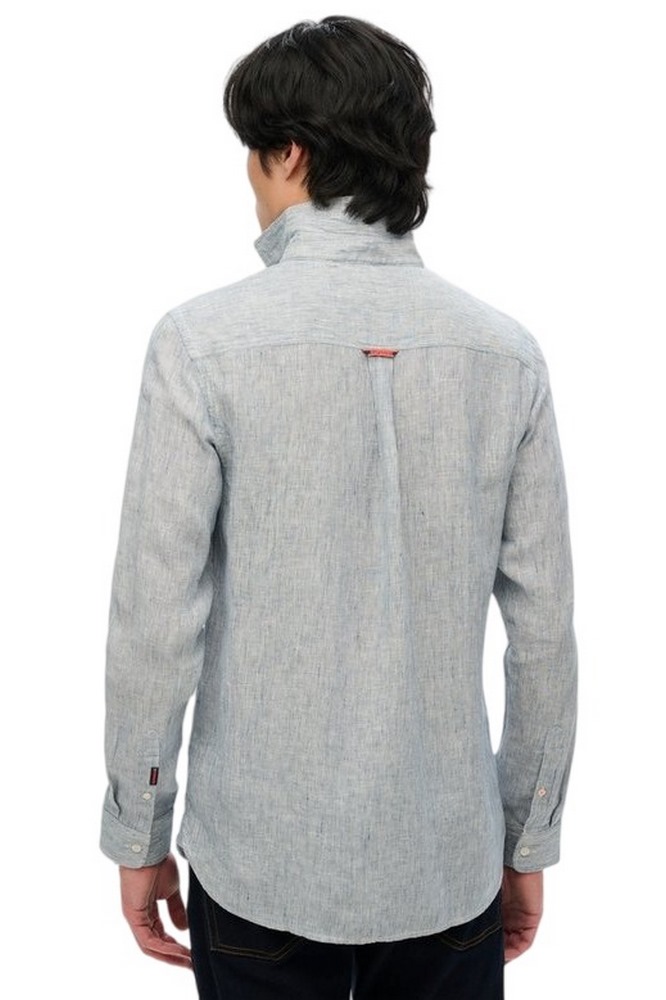 SUPERDRY D2 STUD VACATION LINEN SHIRT ΠΟΥΚΑΜΙΣΟ ΑΝΔΡΙΚΟ WHITE/BLUE