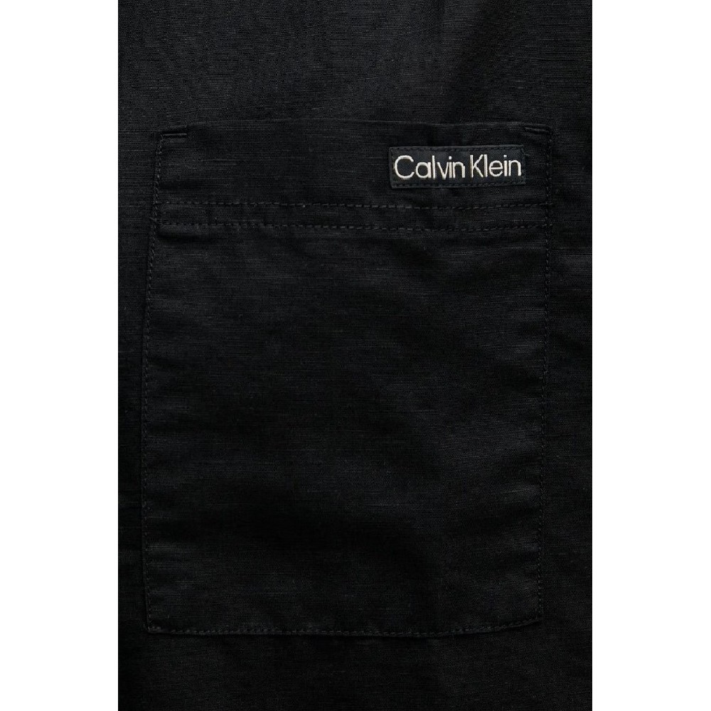 CALVIN KLEIN JEANS LINEN COTTON S/S SHIRT ΠΟΥΚΑΜΙΣΟ ΑΝΔΡΙΚΟ BLACK