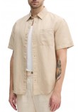 CALVIN KLEIN JEANS LINEN COTTON S/S SHIRT ΠΟΥΚΑΜΙΣΟ ΑΝΔΡΙΚΟ BEIGE