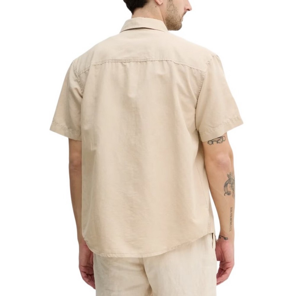 CALVIN KLEIN JEANS LINEN COTTON S/S SHIRT ΠΟΥΚΑΜΙΣΟ ΑΝΔΡΙΚΟ BEIGE