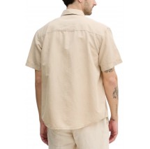 CALVIN KLEIN JEANS LINEN COTTON S/S SHIRT ΠΟΥΚΑΜΙΣΟ ΑΝΔΡΙΚΟ BEIGE