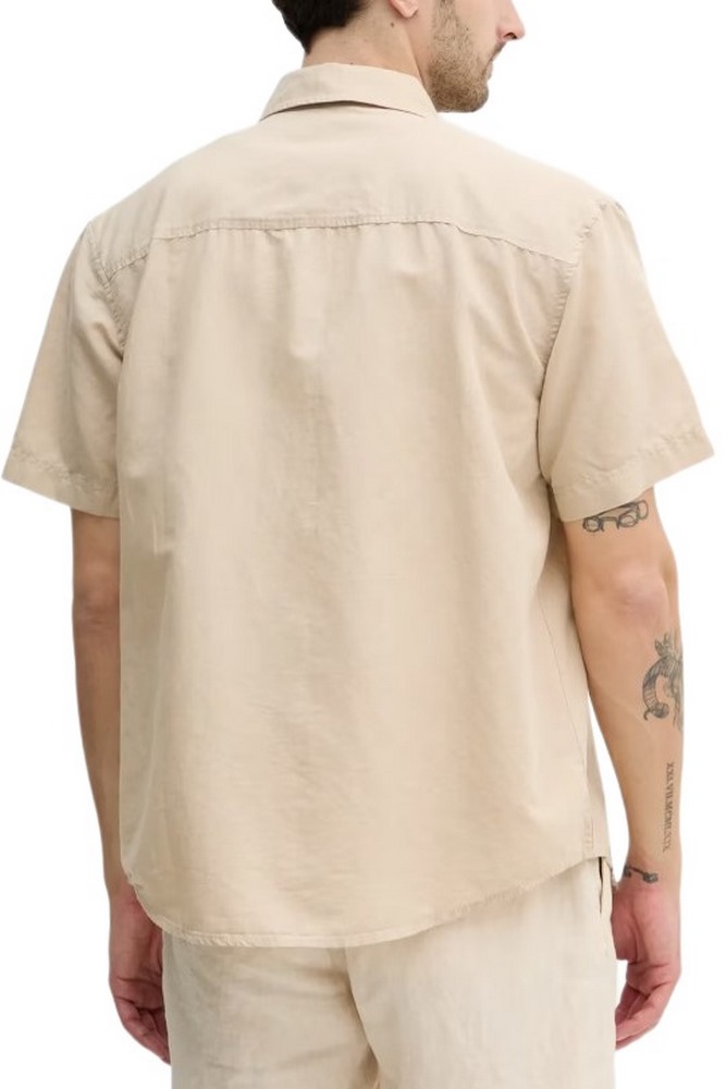 CALVIN KLEIN JEANS LINEN COTTON S/S SHIRT ΠΟΥΚΑΜΙΣΟ ΑΝΔΡΙΚΟ BEIGE