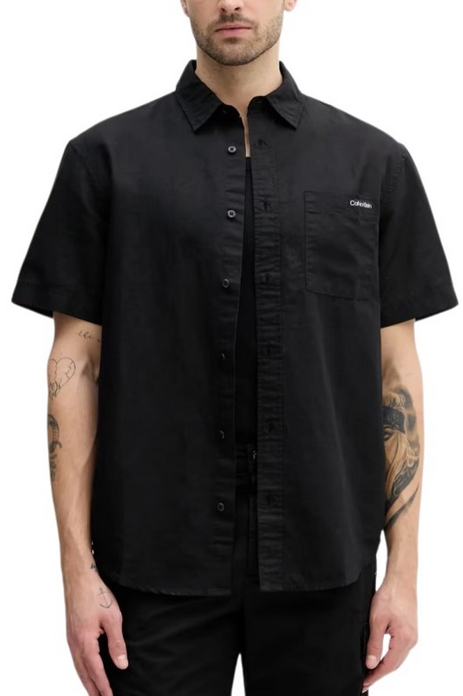 CALVIN KLEIN JEANS LINEN COTTON S/S SHIRT ΠΟΥΚΑΜΙΣΟ ΑΝΔΡΙΚΟ BLACK