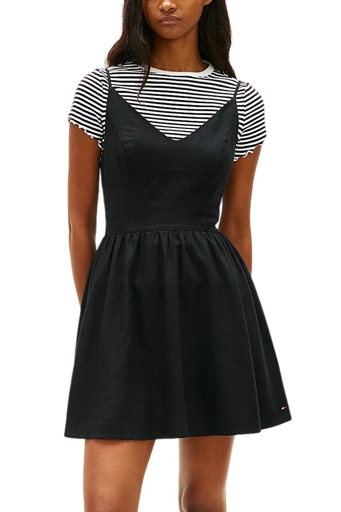 TOMMY JEANS LINEN SKATER DRESS ΦΟΡΕΜΑ ΓΥΝΑΙΚΕΙΟ BLACK
