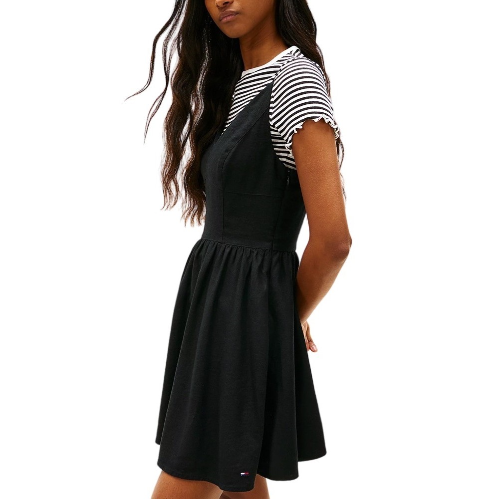 TOMMY JEANS LINEN SKATER DRESS ΦΟΡΕΜΑ ΓΥΝΑΙΚΕΙΟ BLACK