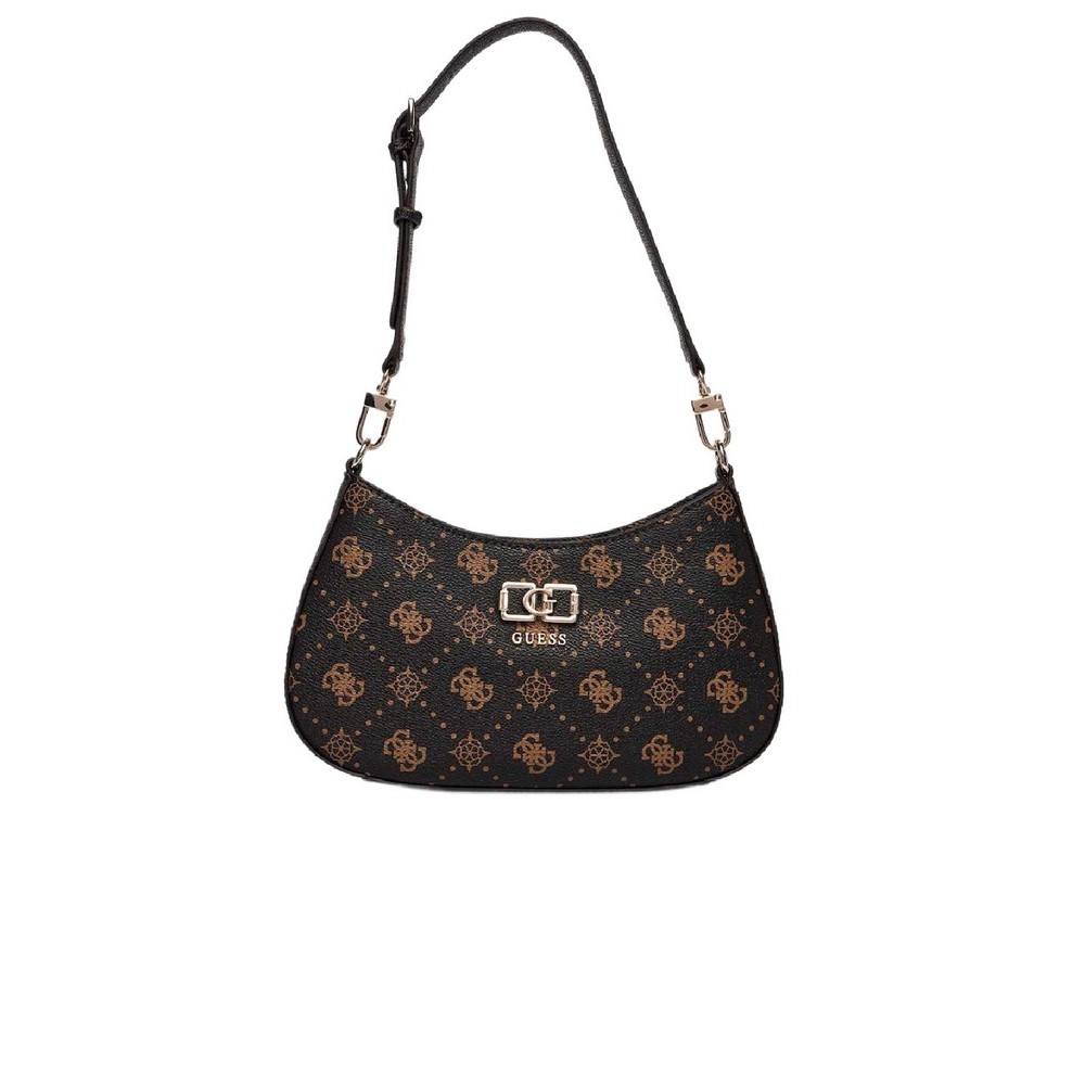 GUESS EMELIE LOGO TOP ZIP SHLDR BAG ΤΣΑΝΤΑ ΓΥΝΑΙΚΕΙΑ COFFEE