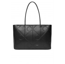CALVIN KLEIN EMBOSSED AOP LEATHER TOTE ΤΣΑΝΤΑ ΓΥΝΑΙΚΕΙΑ BLACK