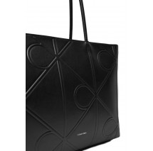 CALVIN KLEIN EMBOSSED AOP LEATHER TOTE ΤΣΑΝΤΑ ΓΥΝΑΙΚΕΙΑ BLACK
